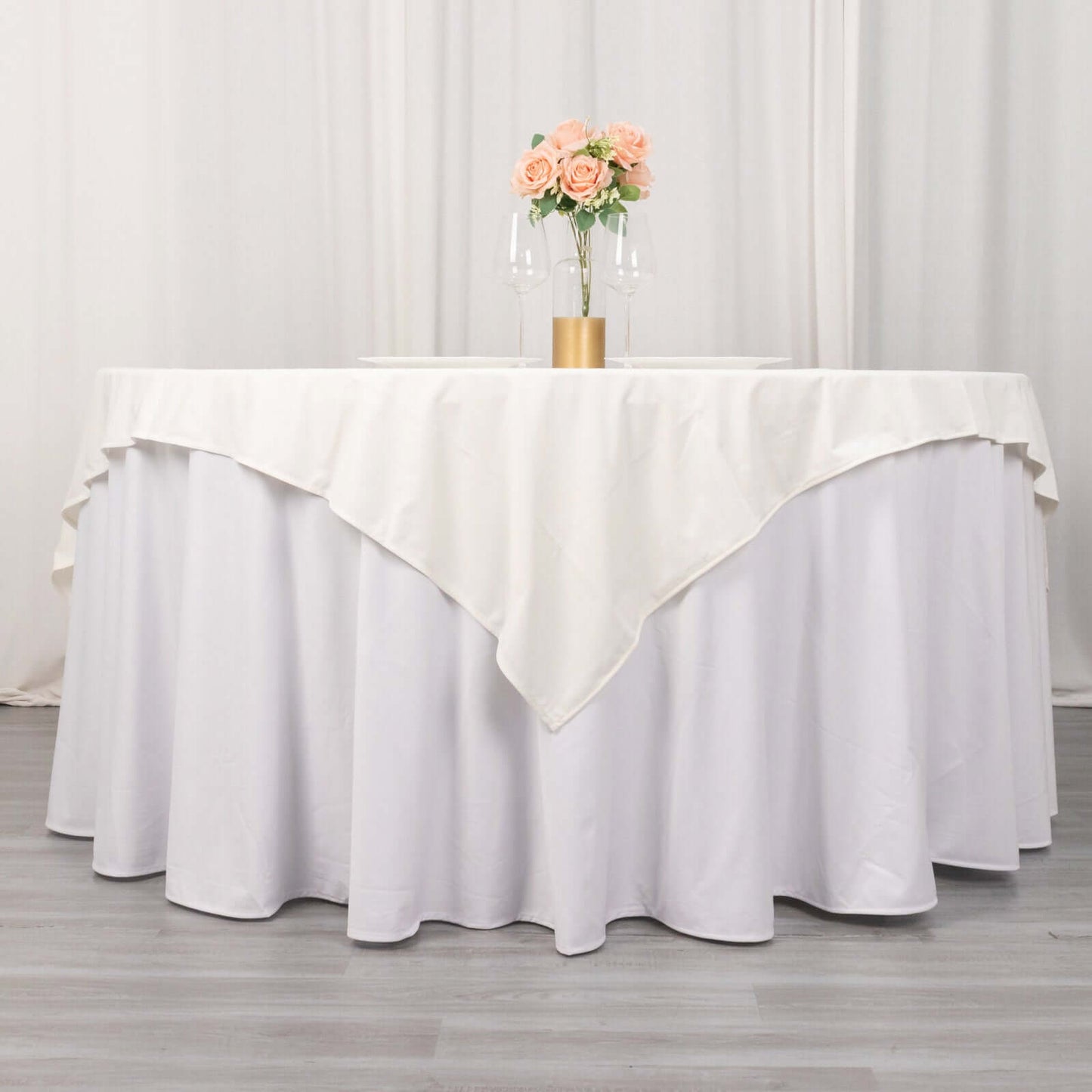 Scuba 70"x70" Table Overlay Square Tablecloth Ivory - Wrinkle Free & Stain Resistant Table Cover