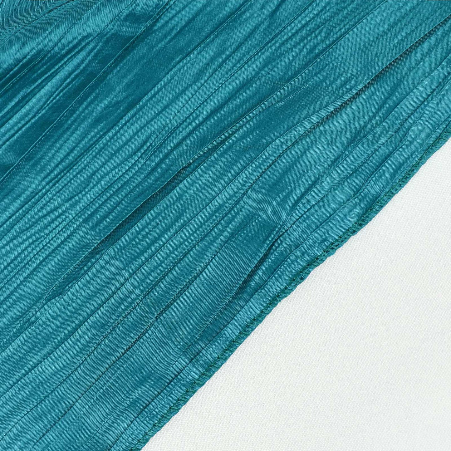Taffeta 90"x90" Table Overlay Square Tablecloth Peacock Teal - Accordion Crinkle Table Cover