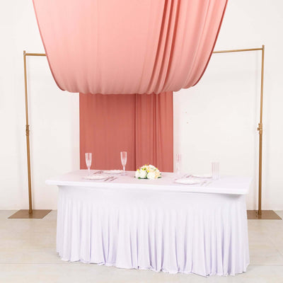 Dusty Rose 4-Way Stretch Spandex Event Curtain Drapes, Wrinkle Free Backdrop Event Panel with Rod Pockets - 5ftx18ft