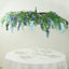 55" Artificial Silk Wisteria Vine Round Hanging Canopy in Dusty & Light Blue, Draping Garland Flower Chandelier With Interchangeable Branches