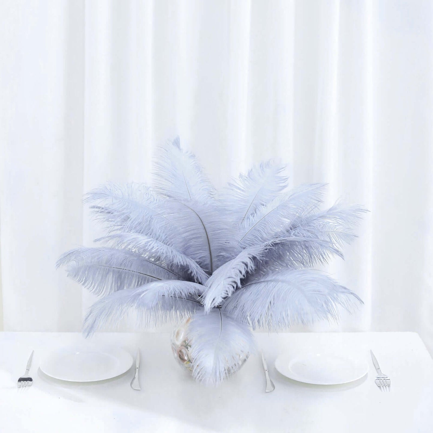 12 Pack 13"-15" Dusty Blue Natural Plume Real Ostrich Feathers, DIY Centerpiece Fillers