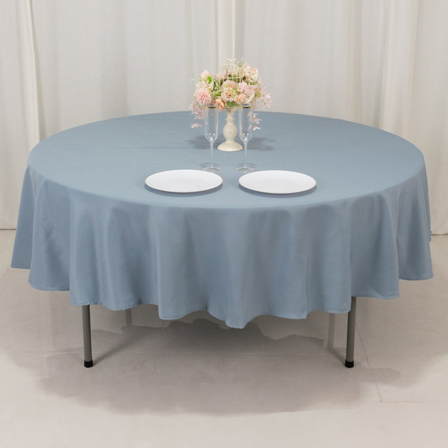Premium Polyester 90" Round Tablecloth Dusty Blue - Stain and Wrinkle-Resistant Design with 220GSM Thickness Table Cover