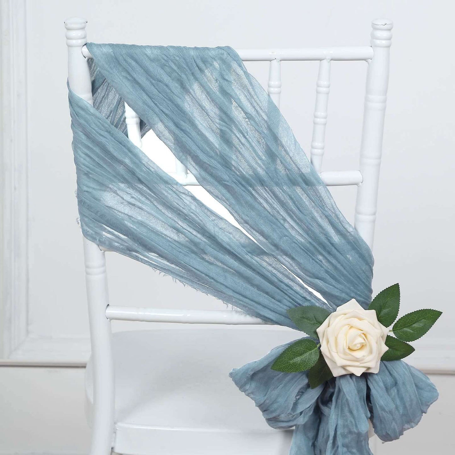 5 Pack Cheesecloth Gauze 16"x88" Chair Sashes Dusty Blue - Boho Chair Decorations