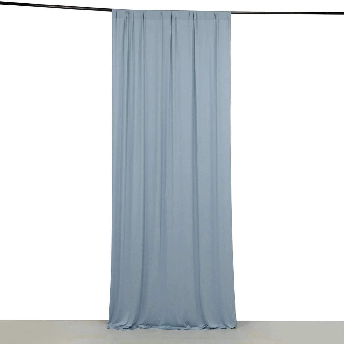 Dusty Blue 4-Way Stretch Spandex Event Curtain Drapes, Wrinkle Free Backdrop Event Panel with Rod Pockets - 5ftx10ft