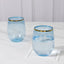 12-Pack Plastic Wine Tumblers Transparent Dusty Blue with Gold Rim - Reusable Drinkware 12oz