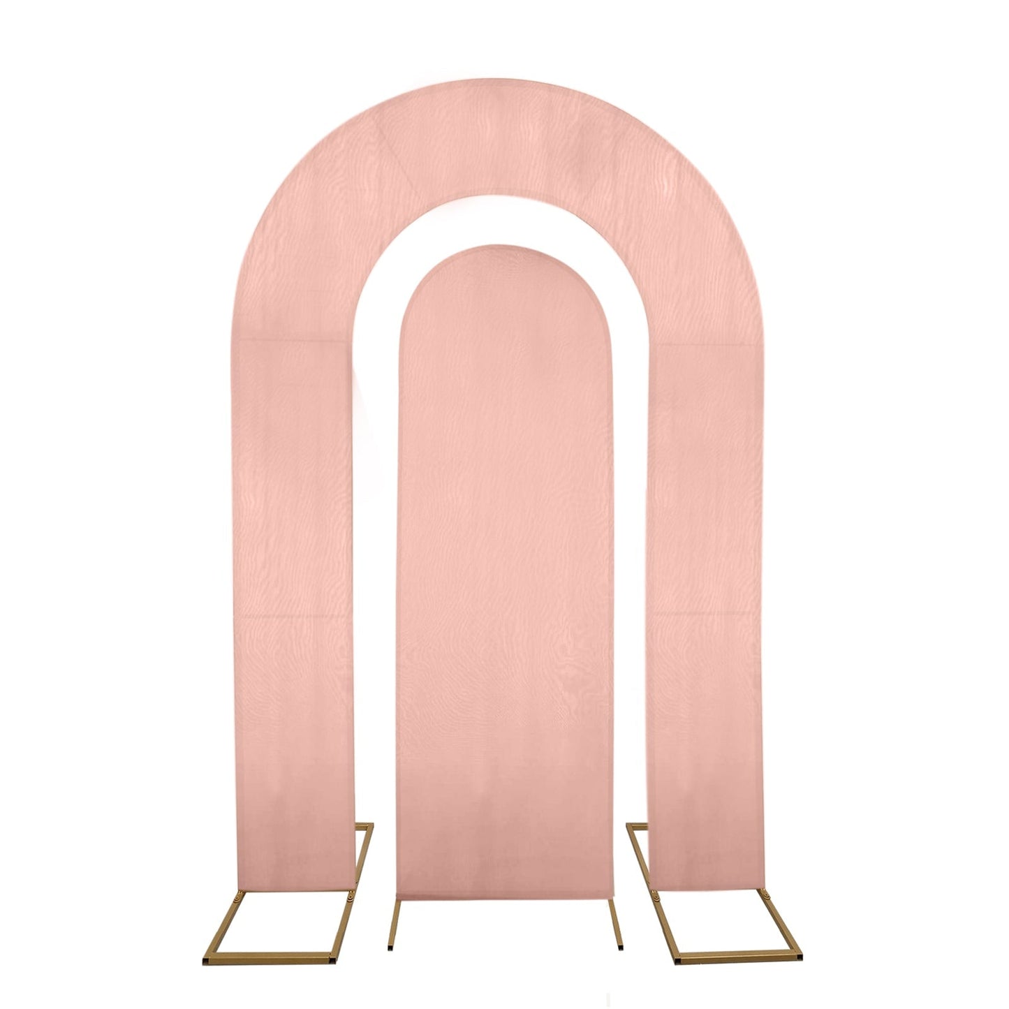 Set of 2 Dusty Rose Spandex Fitted Wedding Arch Covers for Round Top and Double Arch Chiara Backdrop Stands - 6ft,8ft