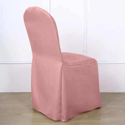 Polyester Slip On Banquet Chair Covers Dusty Rose - Stain-Resistant Reusable Durable Fabric