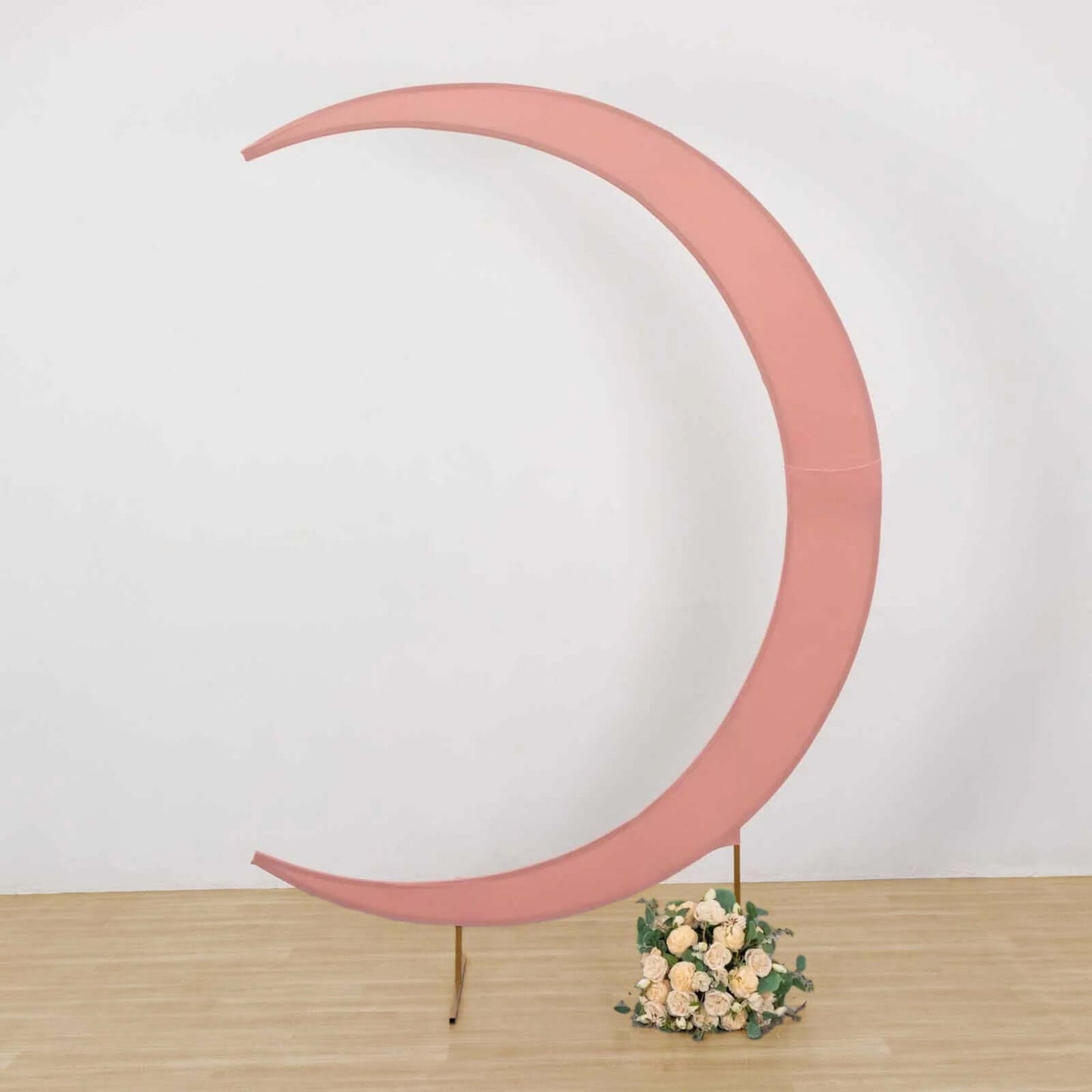 7.5ft Dusty Rose Spandex Crescent Moon Wedding Arch Cover, Custom Fitted Chiara Backdrop Stand Cover