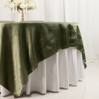 Satin 90"x90" Table Overlay Square Tablecloth Dusty Sage Green - Smooth Finish Table Topper