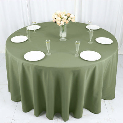 Polyester 120" Round Tablecloth Dusty Sage Green - Seamless Wrinkle-Resistant Table Cover