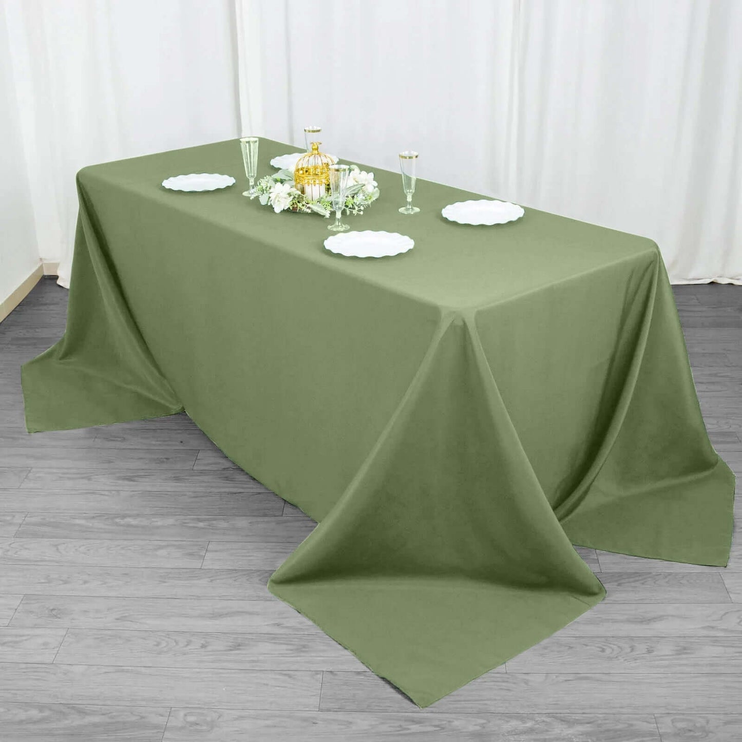 Premium Polyester 90"x132" Rectangle Tablecloth Dusty Sage Green - Seamless 220GSM Stain-Resistant Table Cover
