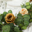 6ft Artificial Eucalyptus Garland with Cream/Gold Silk Roses â€“ Faux Greenery Vine