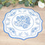 10 Pack Cardboard Paper Table Mats with White Royal Blue Damask Floral Pattern, 13" Round Disposable Placemats with Scalloped Rim - 400 GSM
