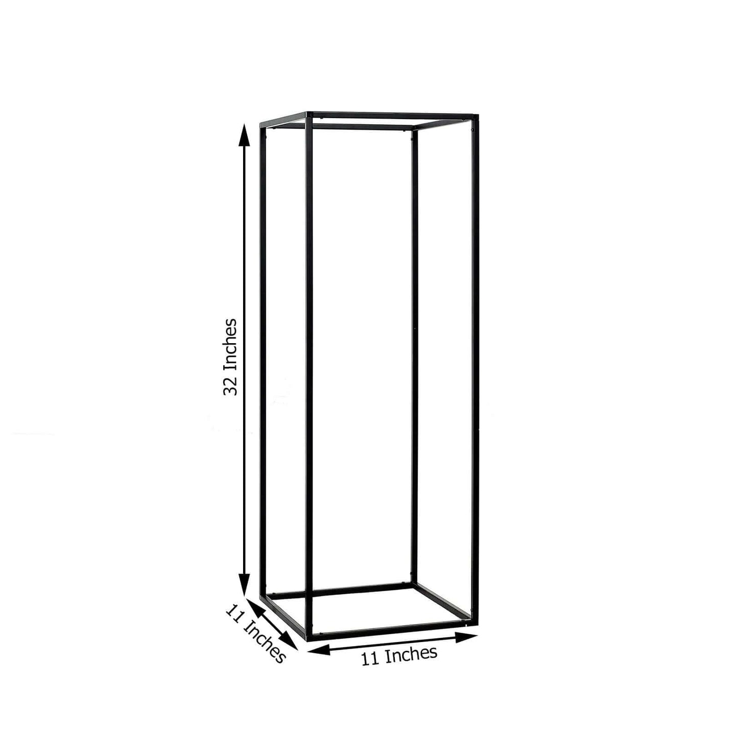 2-Pack Wedding Flower Stand Black Metal Geometric Column Frame Rectangular - Versatile Floral Pedestal for Sophisticated Arrangements 32"