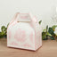 25 Pack White Pink Candy Gift Tote Gable Boxes in Damask Floral Pattern, Party Favor Treat Boxes - 6"x3.5"x7"