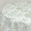 Polyester 90" Round Tablecloth White - Dusty Sage Green French Toile Pattern for Chic Weddings