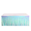 Metallic Foil Fringe Table Skirt Iridescent Blue with Self Adhesive Backing - Durable Tinsel Skirt for Parties 30"x9ft