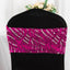 5 Pack Chair Sash Bands with Wave Embroidered Sequins Fuchsia/Silver