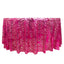 Sequin Mesh 120" Round Tablecloth Fuchsia/Silver - Seamless Wave Embroidered Table Cover
