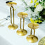 Set of 3 Pillar Candle Holders Gold Metal Geometric Oval Frame Design - Modern Centerpiece Assorted Sizes
