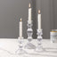 Set of 3 Glass Taper Candle Holders Fluted Design Clear - Ribbed Crystal Candlestick Stands 4", 6", 8"