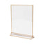 6-Pack Gold Acrylic Rectangular Frame Sign Holders Clear Double-Sided Display with White Cardboard - Suitable for Banquets 9"x11"