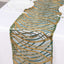 Sequin Mesh 12"x108" Table Runner Hunter Emerald Green/Gold Stylish Wave Embroidery