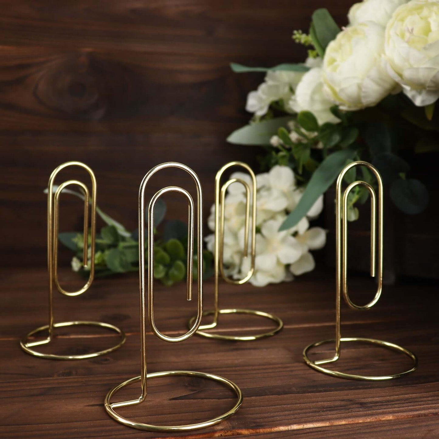 5-Pack Metal Card Holder Stands Paperclip Design Gold - Table Number Stands and Wedding Menu Clips 5"