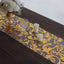Sheer Organza 12"x108" Table Runner Roll Metallic Gold Foil Floral Swirl Design - Disposable Stylish Event Decoration