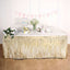 Metallic Foil Fringe Table Skirt Champagne with Self Adhesive Backing - Durable Tinsel Skirt for Parties 30"x9ft