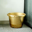 14" Gold Shiny Finished Rim Large Barrel Planter Pot, Indoor Outdoor Decorative Flower Pot