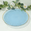 10 Pack Economy Plastic Round Charger Plates 13" in Transparent Dusty Blue Hammered Design with Gold Rim, Decorative Dinner Party Serving Plates