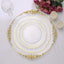10-Pack Plastic 8" Round Dessert Plates in Clear with Gold Scalloped Rim - Disposable Appetizer/Salad Plates
