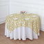 Tulle 72"x72" Table Overlay Square Tablecloth Gold - Sequin Leaf Embroidered Design for Stylish Occasions
