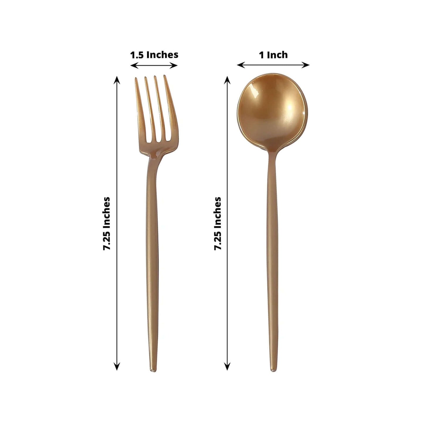 50-Pack Plastic Dessert Forks and Spoons with Gold Shiny Finish - Heavy Duty Disposable Silverware