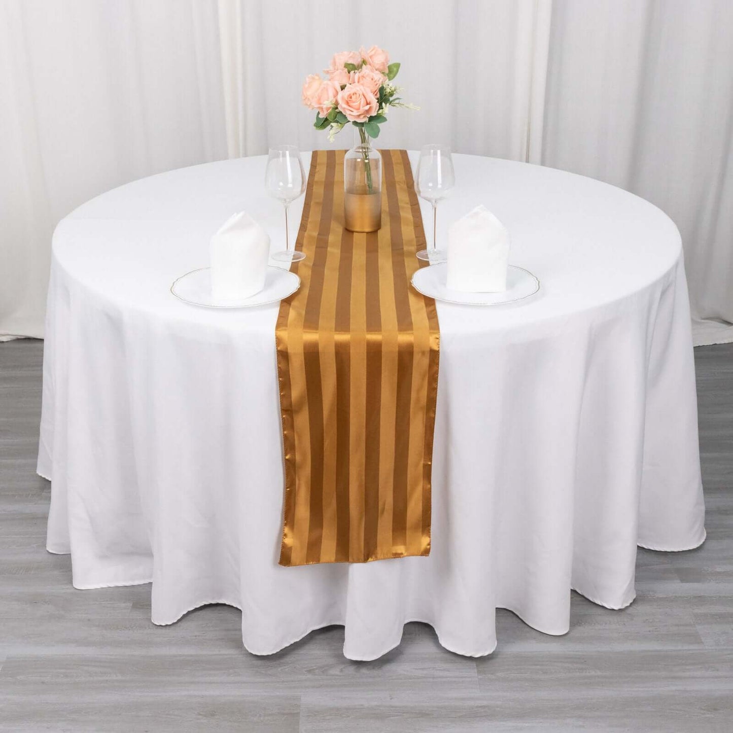 Satin 12"x108" Table Runner Gold - Stripe Table Decor