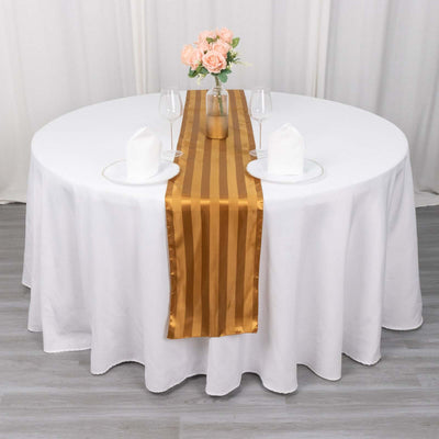 Satin 12"x108" Table Runner Gold - Stripe Table Decor