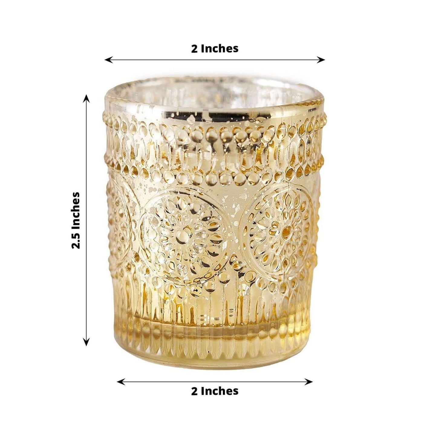 6-Pack Gold Glass Votive Tealight Holders - Stylish Primrose Design for Weddings & DÃ©cor