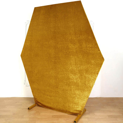 8ftx7ft Metallic Gold Soft Velvet Fitted Hexagon Wedding Arbor Cover