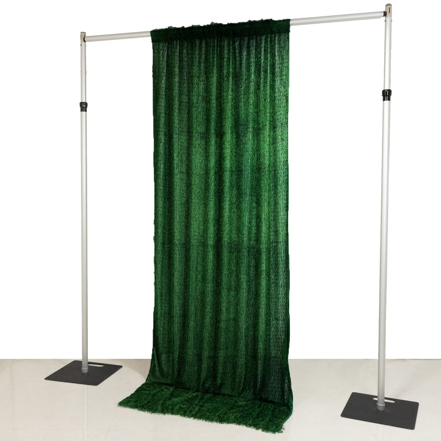 5ftx10ft Green Fringe Shag Polyester Event Drapery Panel, Minky Fabric Divider Backdrop Curtain