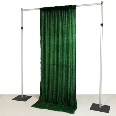5ftx10ft Green Fringe Shag Polyester Event Drapery Panel, Minky Fabric Divider Backdrop Curtain