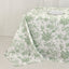 Polyester 90"x156" Rectangle Tablecloth White - Seamless Dusty Sage Green French Toile Pattern for Grand Occasions