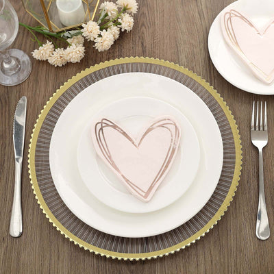 20-Pack Paper Cocktail Napkins with Heart Shape Rose Gold - Stylish Disposable Napkins for Events