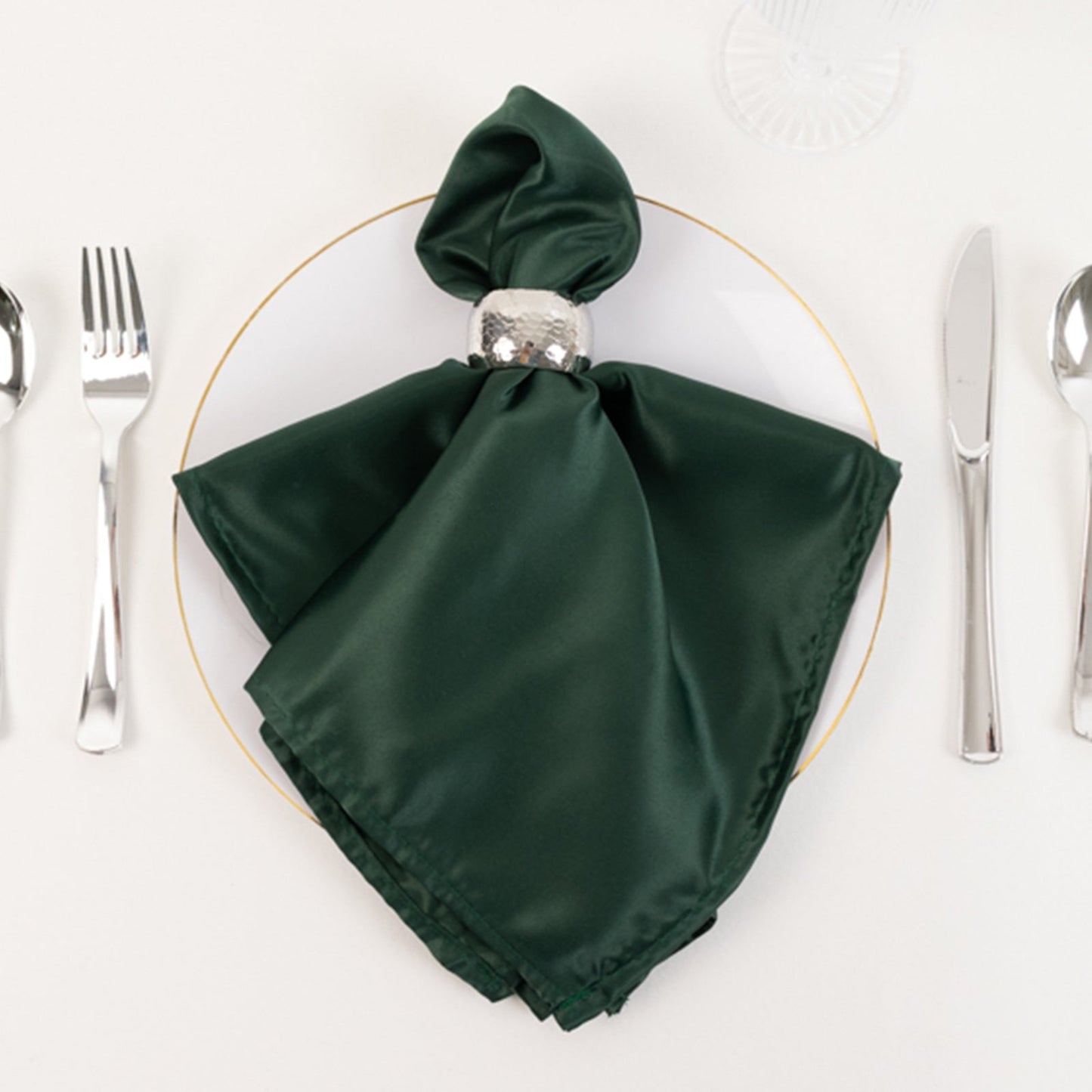 5 Pack Lamour Satin 20"x20" Napkins Hunter Emerald Green - Soft Matte Finish Dinner Napkins