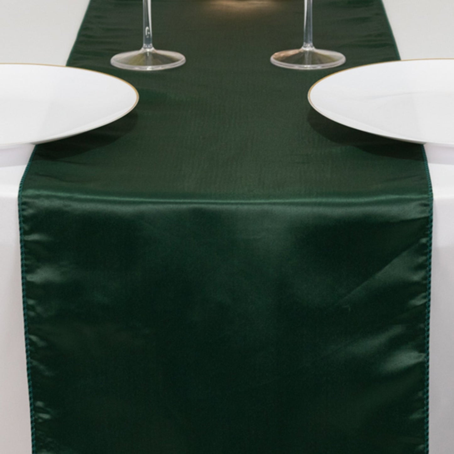 Lamour Satin 12"x108" Table Runner Hunter Emerald Green - Smooth & Lustrous Finish