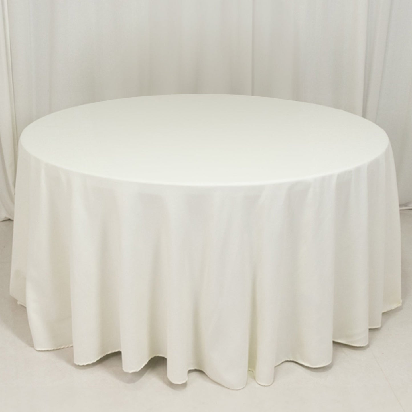 Cotton Blend 120" Round Tablecloth Ivory - Seamless Wrinkle-Resistant Table Cover