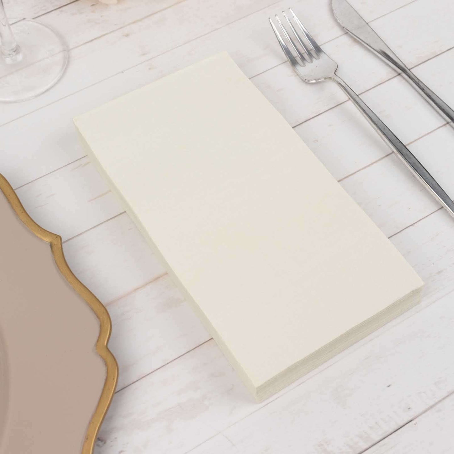 50-Pack Paper Napkins Ivory - Soft Disposable 2-Ply Dinner Napkins for Weddings