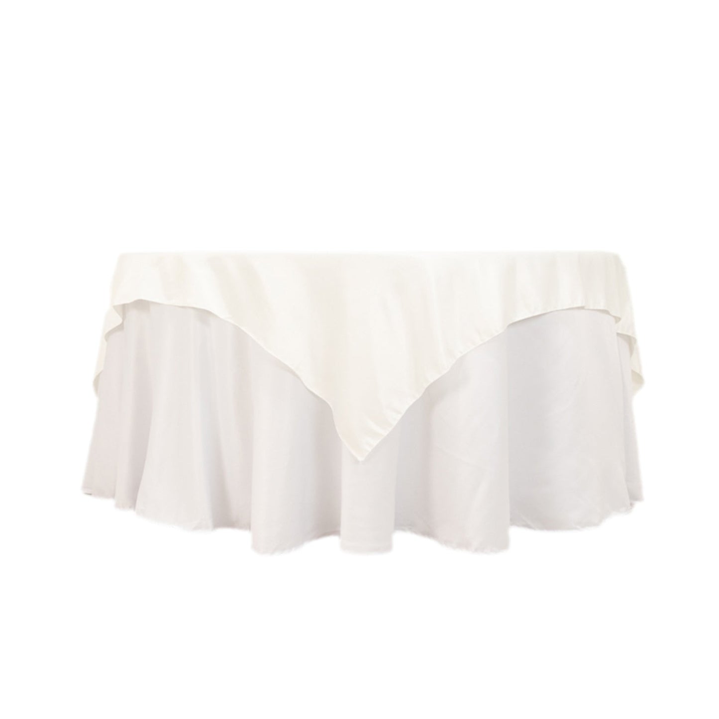 Lamour Satin 72"x72" Table Overlay Square Tablecloth Ivory - Smooth Finish Table Topper