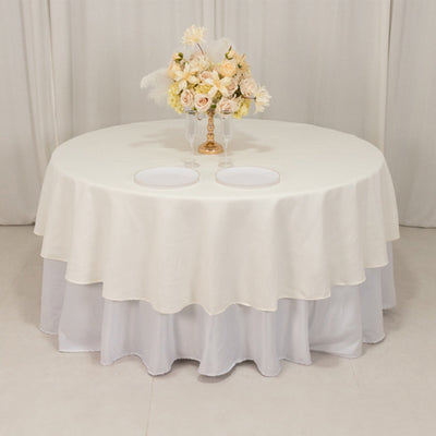 Cotton Blend 90" Round Tablecloth Ivory - Wrinkle-Resistant Table Cover