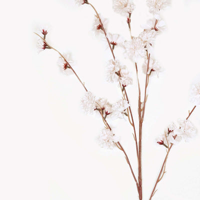 2 Branches 42" Tall Ivory Artificial Silk Carnation Flower Stems